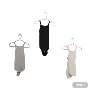 SHEIN Kids Tank Bodysuits in Black, Gray, and Cream